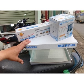 Combo Bể cá đúc 30x18x20 mini để bàn