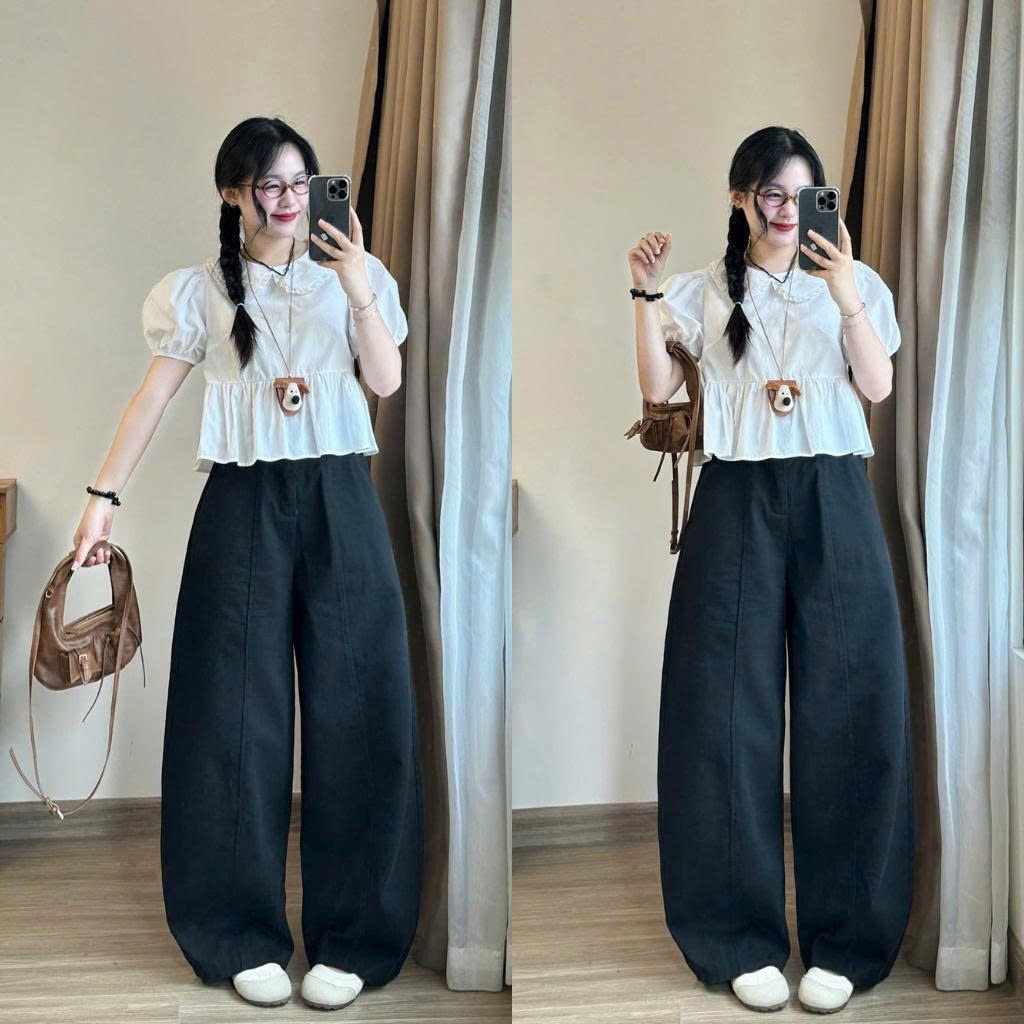 Quần Kaki Dáng Suông Ống Rộng Nữ 247Store Chun Sau Basic Mặc Đi Học Đi Làm Đi Chơi | BigBuy360 - bigbuy360.vn