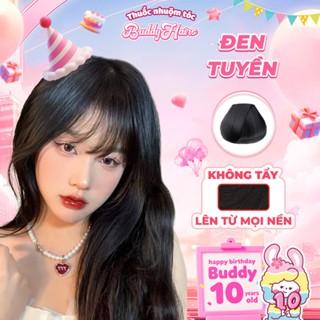 Thuốc nhuộm tóc màu ĐEN TUYỀN, ĐEN TỰ NHIÊN, thuốc nhuộm tóc không cần tẩy, kem nhuộm tóc tại nhà Buddyhairs tặng kèm dụ