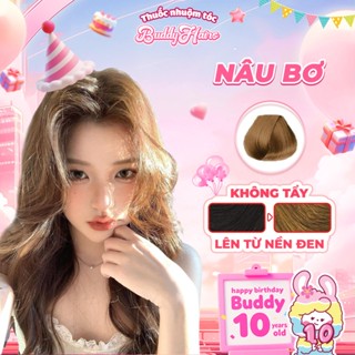 Thuốc nhuộm tóc màu NÂU BƠ, NÂU TÂY thuốc nhuộm tóc không cần tẩy, kem nhuộm tóc tại nhà Buddyhairs tặng kèm dụng cụ