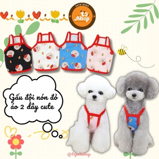 áo 2 dây in bear đội nón đỏ cho chó mèo - T3 PETS SHOP