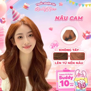 Thuốc nhuộm tóc màu NÂU CAM thuốc nhuộm tóc không cần tẩy, kem nhuộm tóc tại nhà Buddyhairs tặng kèm dụng cụ