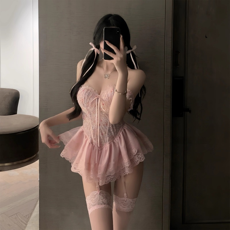 Váy ngủ sexy cánh tiên ren hoa có gọng kèm garter nịt tất gợi cảm sang chảnh áo corset định hình dáng xoè quyến rũ N820 | BigBuy360 - bigbuy360.vn