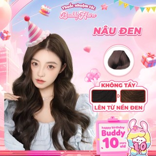 Thuốc nhuộm tóc màu NÂU ĐEN, thuốc nhuộm tóc không cần tẩy, kem nhuộm tóc tại nhà Buddyhairs tặng kèm dụng cụ