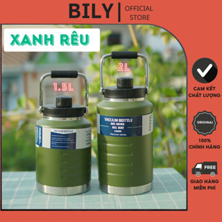  Bình Giữ Nhiệt 2000ml 1500ml Dung Tích Lớn Dáng Lùn Miệng Rộng Tay Cầm Chắc chắn Giữ Nhiệt Lâu 