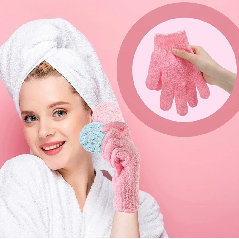 5găng tay（màu ngẫu) Găng Tay Nhà Tắm Giúp Tạo Bọt, Làm Sạch Da, Massage Cơ Thể Tẩy Tế Bào Chết