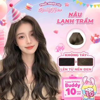 Thuốc nhuộm tóc màu NÂU LẠNH TRẦM thuốc nhuộm tóc không cần tẩy, thuốc nhuộm tại nhà Buddyhairs