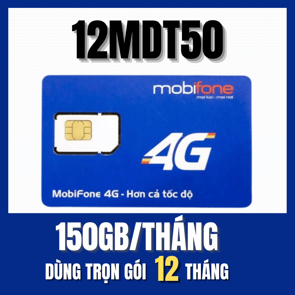[ ESIM 150GB/THÁNG ] Sim Data 4G/5G Trọn Gói 1 Năm Tặng 5Gb/Ngày Vào Mạng Tốc Độ Cao Mobifone 12MDT5