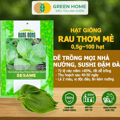 Hạt Giống Rau Thơm Mè GreenHome, Gói 0.5g~100 hạt, Dễ Trồng, Nảy Mầm, Thu Hoạch, Năng Suất Cao R17