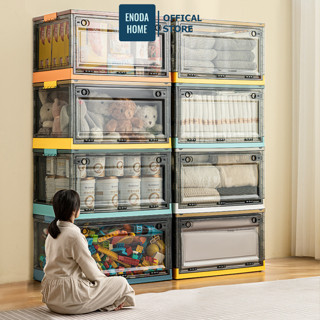 Hộp Nhựa Đựng Đồ ENODA HOME, Hộp Đựng Đồ Gấp Gọn Thộng Minh, Hộp Trong Suốt Dung Tích Lớn Có Bánh Xe, Xếp Chồng Q042