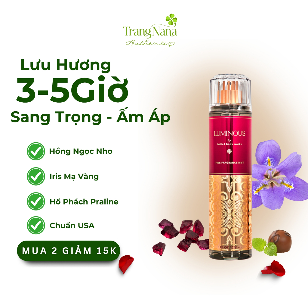 Body Mist LUMINOUS Xịt Thơm Body Bath And Body Works Body mist chính hãng Hương Nước Hoa 236ml