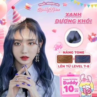 Thuốc nhuộm tóc màu XANH DƯƠNG KHÓI, thuốc nhuộm tóc cao cấp, kem nhuộm tóc tại nhà Buddyhairs tặng kèm dụng cụ