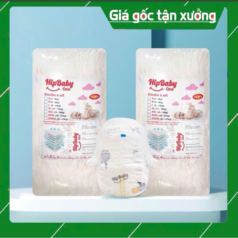 100 miếng bỉm quần trần hipbaby care m l xl xxl xxxl