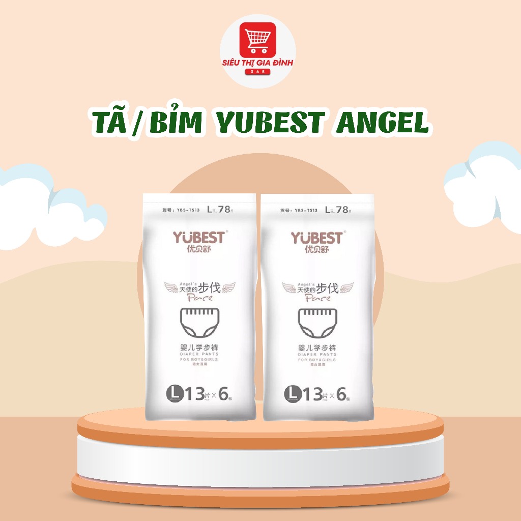 Tã Dán Bỉm Quần Trẻ Em YUBEST ANGEL Dòng Mới Mỏng Nhẹ Đủ Size Cho Bé 3 Đến 20kg