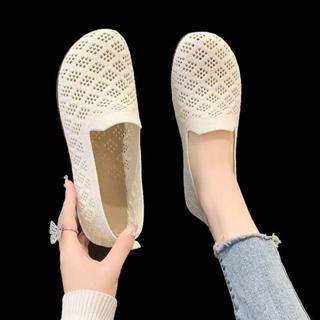 Giày slip on búp bê lưới thoáng khí giầy lười giày mọi nữ vải đi bộ êm chân vải đế mềm giầy vintage thegioigiay V400