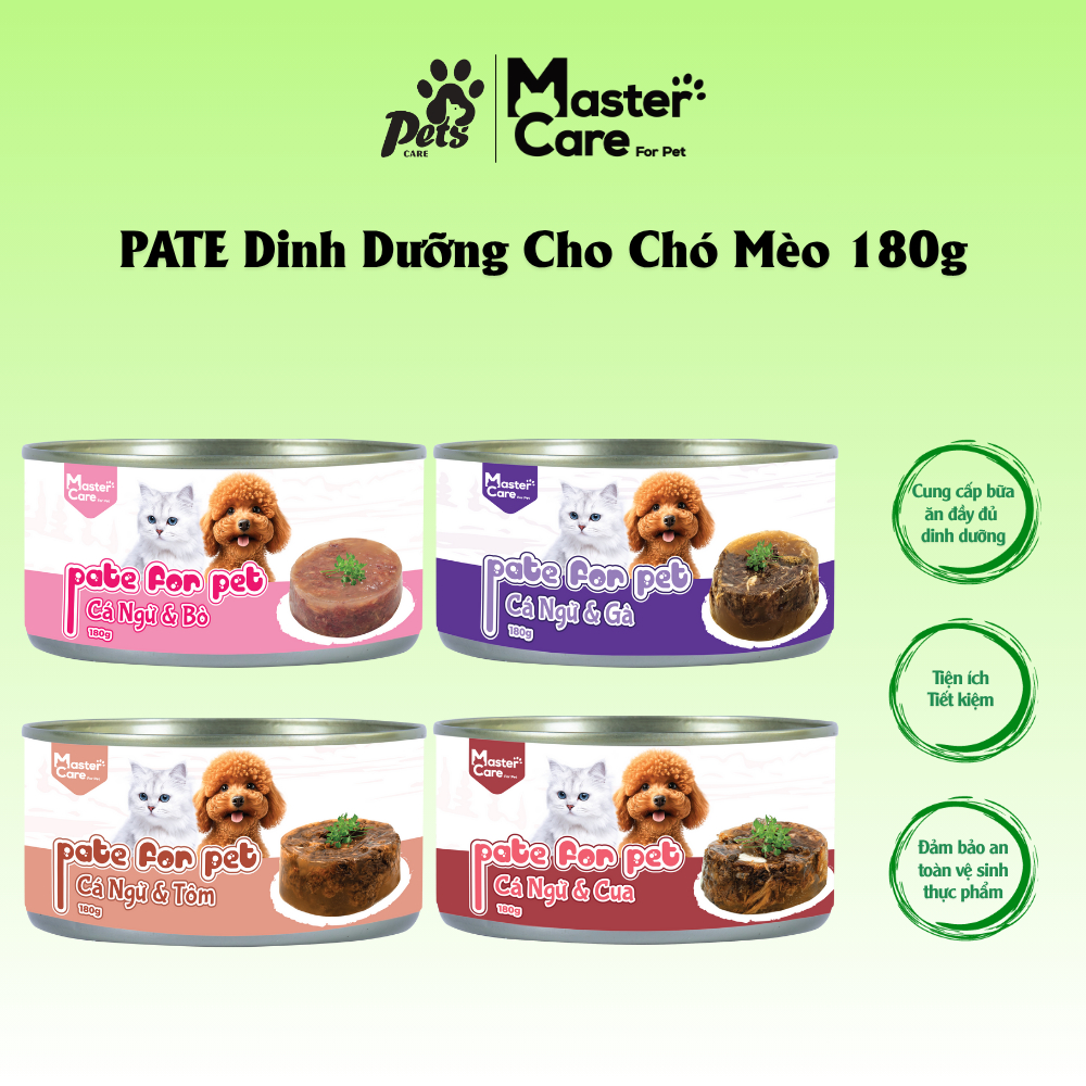 Pate Cho Chó Mèo MASTERCARE Cung Cấp Bữa Ăn Đầy Đủ Dinh Dưỡng Cho Mọi Lứa Tuổi Phù Hợp Cho Bé Kén Ăn