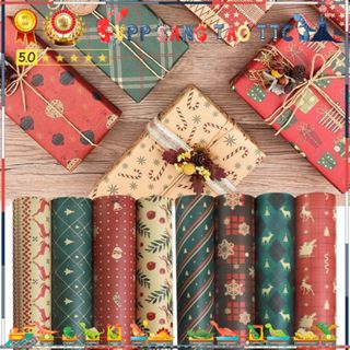 Giấy Gói Quà Giáng Sinh Phong Cách Retro Châu Âu Giấy Kraft Noel 70x50cm