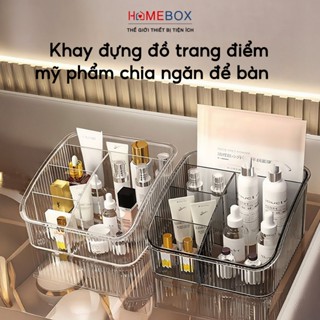 Khay Đựng Đồ Trang Điểm Mỹ Phẩm Trong Suốt Acrylic Để Bàn Hộp Trong Suốt Chia Ngăn Đựng Đồ Makeup