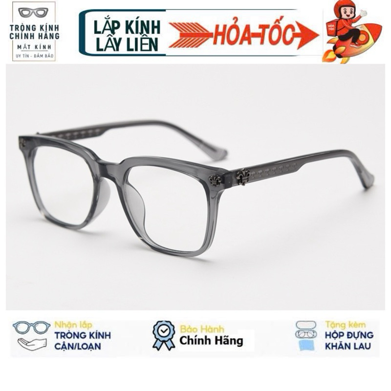 Gọng kính cận vuông, kính giả cận nam nữ, mắt kính Chrome heart chống tia UV