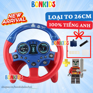  TẶNG NV GAME Vô lăng đồ chơi cho bé gắn xe ô tô LOẠI TO đồ chơi ô tô cho bé trai bé gái xoay 360 phát nhạc đèn Bonkids 