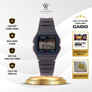 Đồng Hồ Điện Tử Nam Casio F-91W-1DG Xanh Dương Mặt Kính Nhựa 35.2mm Chống Nước Bền Bỉ Chính HãngE