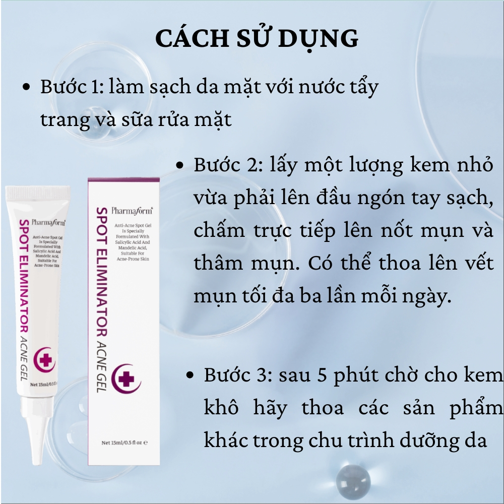 Ảnh 5 của Gel chấm mụn Pharmaform Spot Eliminator Acne Gel giảm mụn trứng cá và điều tiết bã nhờn