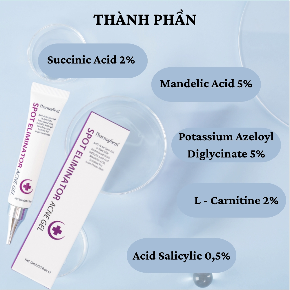 Ảnh 3 của Gel chấm mụn Pharmaform Spot Eliminator Acne Gel giảm mụn trứng cá và điều tiết bã nhờn