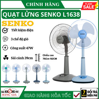 Quạt lửng Senko L1638 chính hãng - Quạt điện cây đứng lỡ 3 mức tốc độ gió không ồn , lõi đồng 100% , Công suất 47W BH 2N