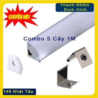  Combo 5 cây x 1m Thanh Nhôm Định Hình Led chữ V dùng lắp góc cao cấp chuyên dùng cho Led Dây Dán 