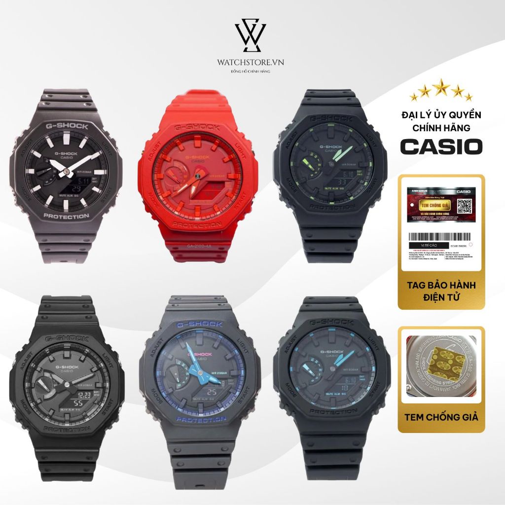 [Chính Hãng] Đồng Hồ Thể Thao Nam Casio G-Shock GA-2100 Quartz - Kính Khoáng 45.4mm Vỏ Và Dây Nhựa