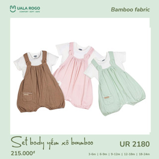 Body yếm cho bé siêu cute Ualarogo áo liền quần 3-24 tháng vải sợi tre Bamboo cộc tay quai đeo liền quần 2126