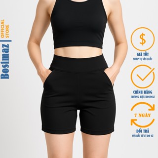 Quần Legging Nữ Bosimaz MS331 đùi túi trước màu đen cao cấp, thun co giãn 4 chiều, vải đẹp dày.