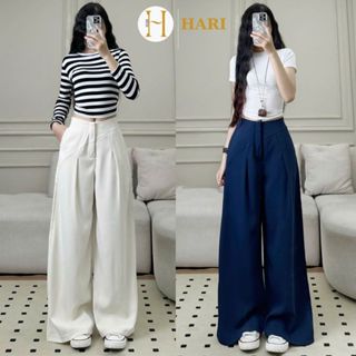 Quần tây công sở Hari ống suông ly to chất GOLD hàn cao cấp ống rộng dài chùm phủ chân