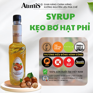 Syrup Siro Kẹo Bơ Hạt Phỉ Aumis Làm Trà Trái Cây, Trà Sữa, Latte chai 750ml