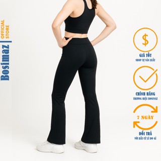 Quần Legging Ống Loe Bosimaz MS711 dài không túi màu đen cao cấp, thun co giãn 4 chiều, vải đẹp dày.