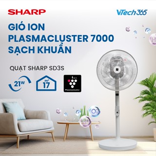 Quạt cây Sharp S3DS, có Ion diệt khuẩn, nội địa Nhật Bản, giá đã bao gồm đổi nguồn gắn trong