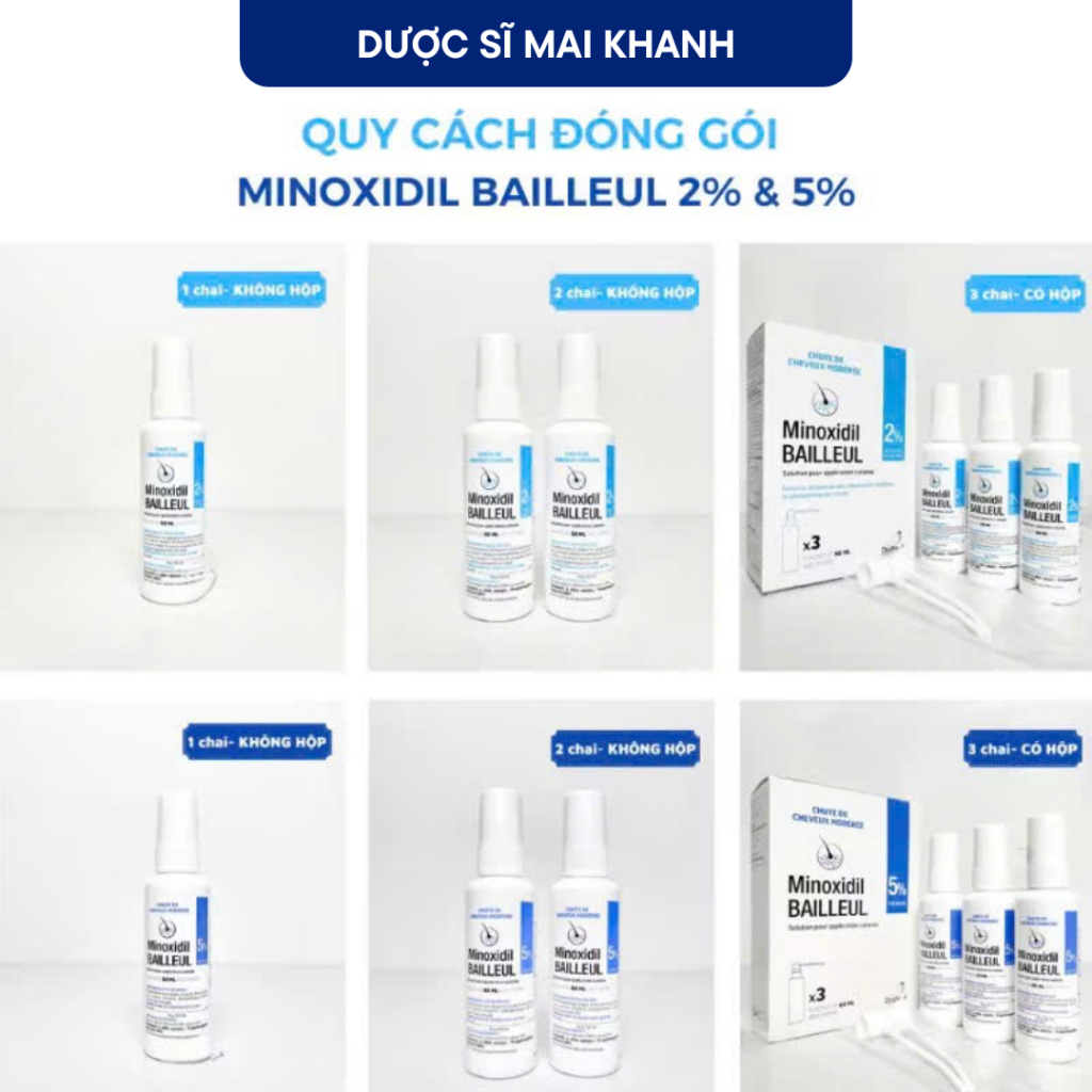 Minoxidil Bailleul Xịt Mọc Tóc 2% Và 5% Ngăn Ngừa Rụng Tóc, Giúp Mọc Tóc 60ml Pháp | BigBuy360 - bigbuy360.vn