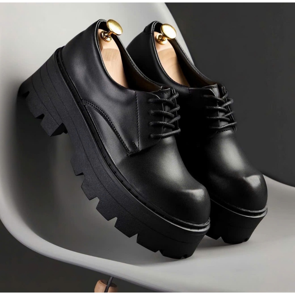 Giày Oxford Chucky Đế Cao 7cm Đen Size 39-44, giày công sở tăng chiều cao nam