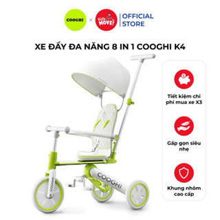 Xe đẩy 2 chiều cho bé, xe đạp 3 bánh chòi chân thăng bằng Cooghi K4, 8in1, có mái che