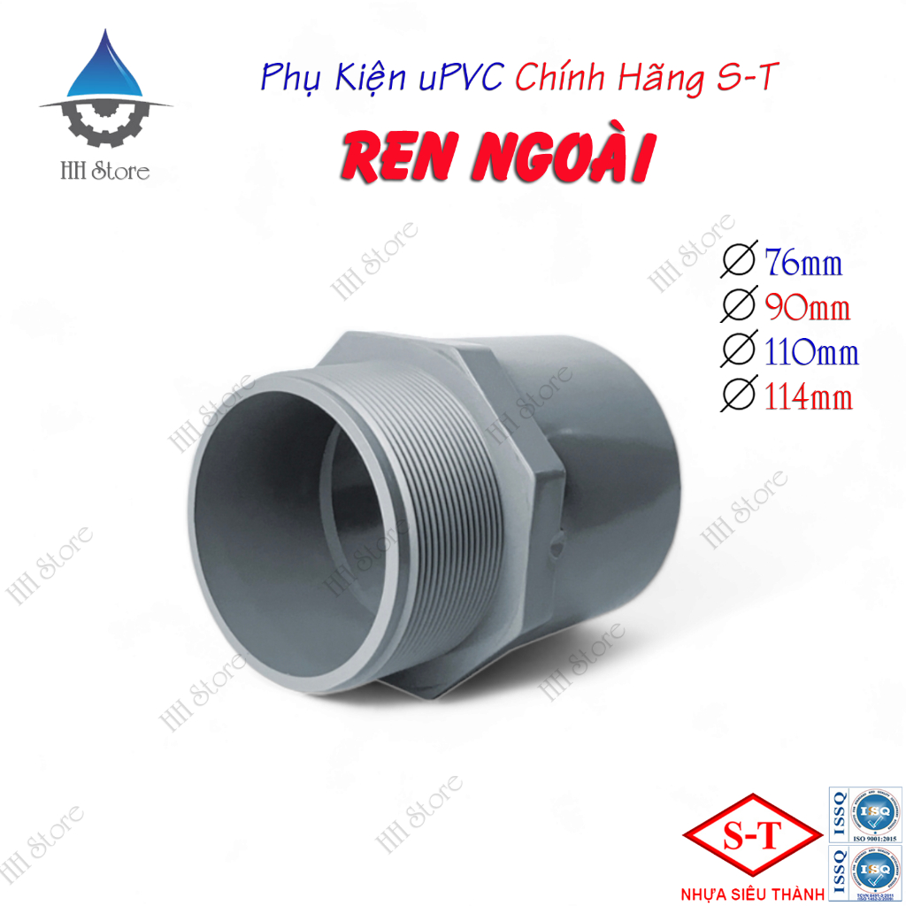 Ren Ngoài, Nối Răng Ngoài phi 76, 90, 110, 114mm. Hàng Chính Hãng Nhựa Siêu Thành ST