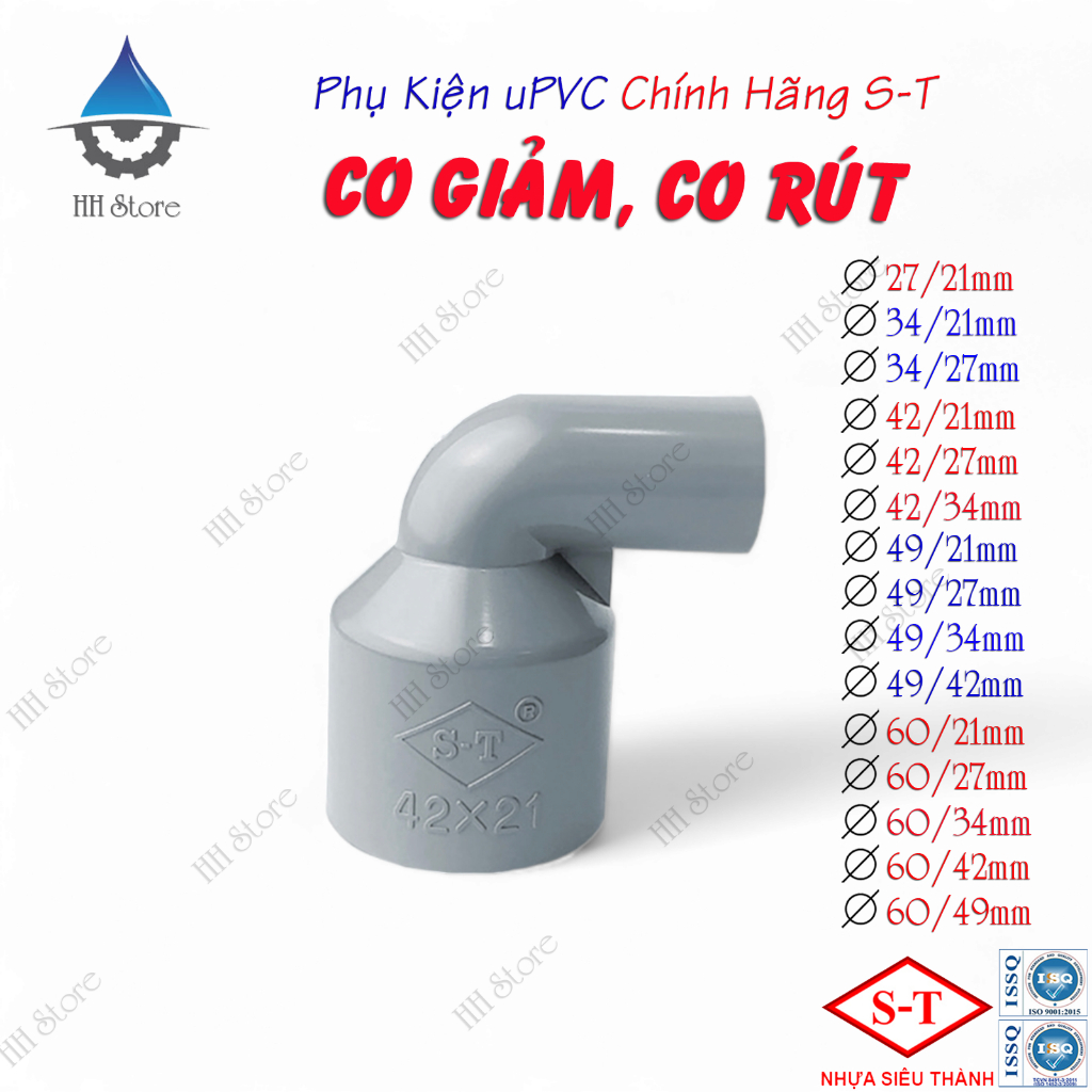 Co Giảm, Co Rút 27/21, 34/21, 34/27, 42/21, 42/27, 42/34, 49/21, 49/27, 49/34, 49/42mm. Nhựa Siêu Th