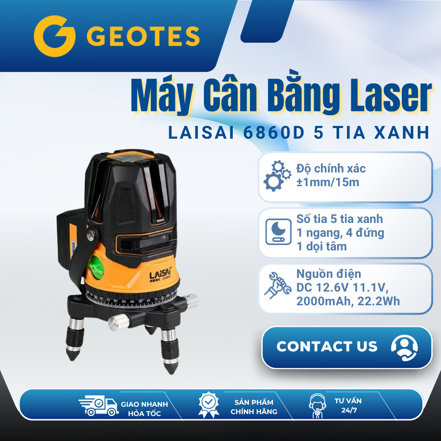 Máy cân bằng Laser Laisai LSG6860D – độ chính xác ±1mm/15m - tặng pin sạc 2000mAh