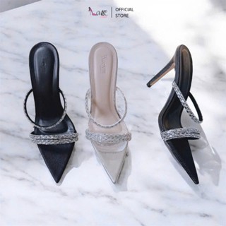 LOVIIECORNER GUỐC NỮ - CAO GÓT MŨI NHỌN 9 PHÂN - CAO GÓT MŨI NHỌN MULES QUAI NGANG ĐÍNH ĐÁ D231140
