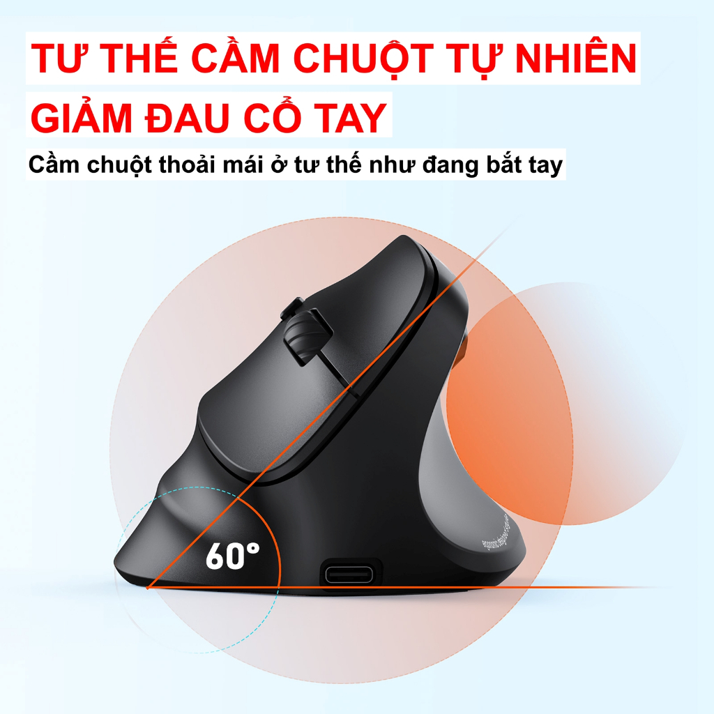 Chuột không dây Meetion BTM010R Dual Mode 2.4G + Bluetooth công thái học nút bấm yên tĩnh, tích hợp pin sạc | BigBuy360 - bigbuy360.vn