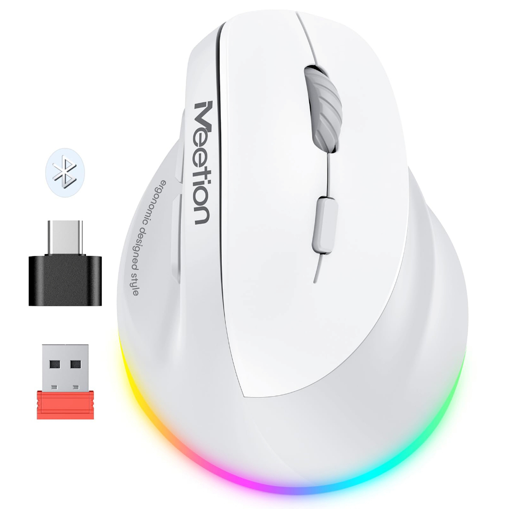 Chuột không dây Meetion BTM010R Dual Mode 2.4G + Bluetooth công thái học nút bấm yên tĩnh, tích hợp pin sạc | BigBuy360 - bigbuy360.vn