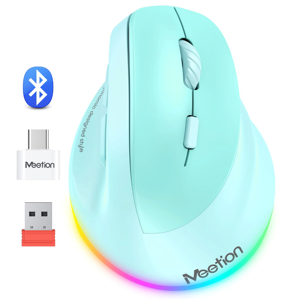 Chuột không dây Meetion BTM010R Dual Mode 2.4G + Bluetooth công thái học nút bấm yên tĩnh, tích hợp pin sạc | BigBuy360 - bigbuy360.vn