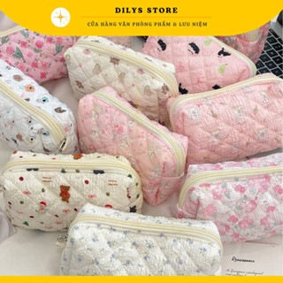 Túi đựng mỹ phẩm,Túi đựng bút, hộp bút chần bông phong cách cổ điển dung tích lớn đựng đồ đi du lịch