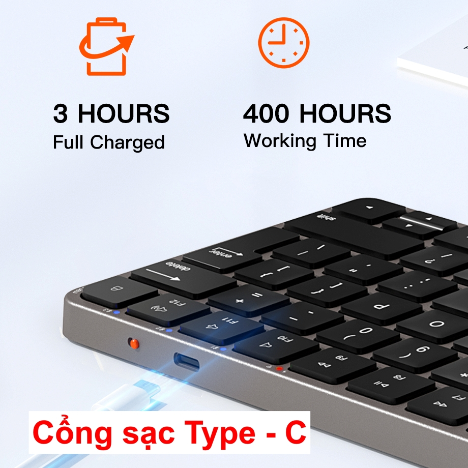 Bàn phím không dây Meetion iKey K210 không ồn 2 mode kết nối Bluetooth 2.4G pin sạc cổng type C | BigBuy360 - bigbuy360.vn
