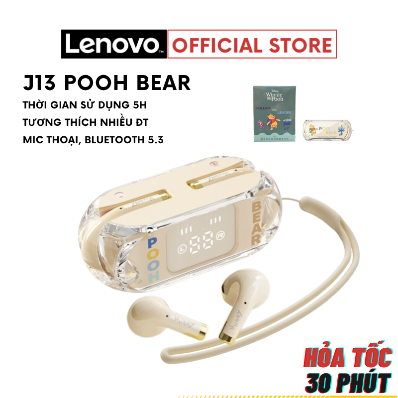 [POOH BEAR] Tai nghe bluetooth Disney J13 - Tích hợp mic thoại - Dây đeo - Màn hình LED / 307560