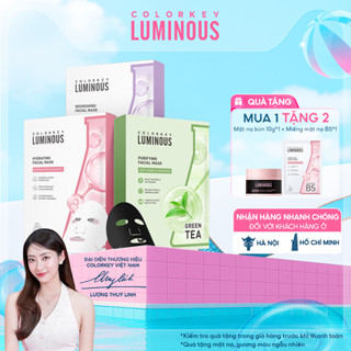 Combo 3 Hộp Mặt Nạ Giấy Chiết Xuất Trà Xanh COLORKEY LUMINOUS Cấp Ẩm Cho Da Mịn Màng 10 miếng/hộp